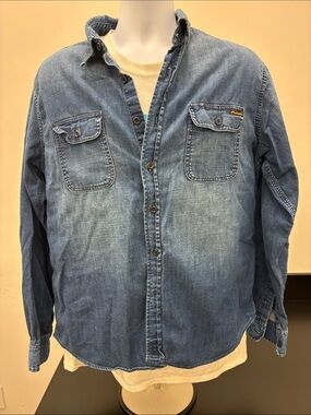 Men's Casual Denim Button-Down Shirt - Blue